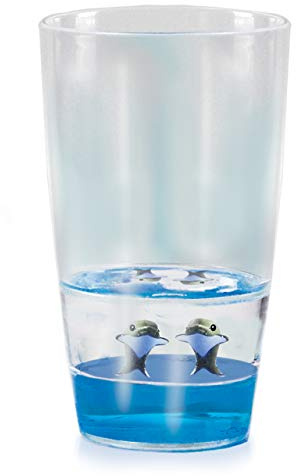 Floatarama Tumbler - Dolphin from Deluxebase. 250ml BPA-Free Acrylic Cups with Floating Animal Figurines. Fun Plastic Drinking Glass, Travel Mug, Camping Cup, Novelty Gift and Unique Drinkware.