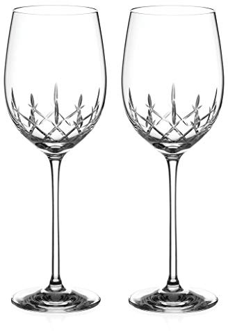 DIAMANTE Red Wine Glasses Pair with ‘Classic’ Collection Hand Cut Design - Set of 2 Crystal Wine Glasses in goft Box