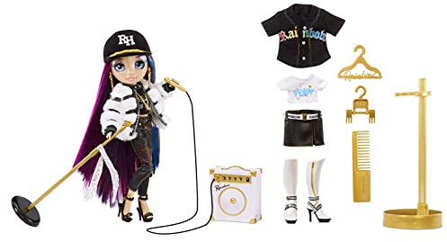 RAINBOW HIGH Rockstar Lyric Lucas – Rainbow Modepuppe und Spielset mit 2 Outfits zum Kombinieren, Musikinstrument und Accessoires - Tolles Geschenk für Kinder von 6-12 Jahren