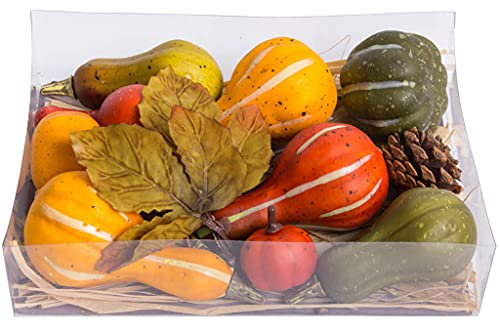 Botanic-Haus künstliches Herbst-Potpourri (Kürbisse, Blätter, Tannenzapfen und Bast) in Klarsichtpackung