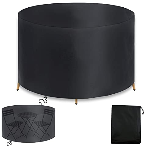 WXQOZLY Gartenmöbel Abdeckung,80x50cm Rund Schutzhülle für Gartentisch，Abdeckhaube Schutzhülle Abdeckplane für Gartenmöbel,420D Oxford Gewebe Wasserdicht, Winddicht,UV-Beständiges-Schwarz
