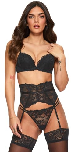 Ann Summers Valentines Sexy Lace Padded Plunge Bra, Fuller Bust DD+, A-G Cup, Curve-Enhancing Womens Underwear with Padded Cups & Underwire, Removable Mini Pads for Smaller Sizes, Adjustable Straps