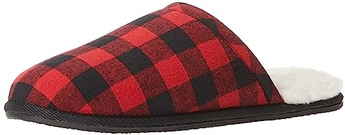 Amazon Essentials Chaussons Douillets Homme, Noir Rouge Carreaux Western, 44 EU