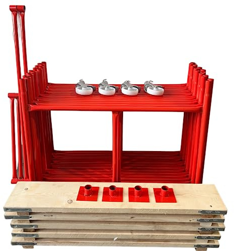 HILL TOP FABRICATIONS CO (1998) LTD - Scaffolding Tower with Scaffolding Boards & Castors 6.88 Meters (22'6) Working Height 4x4 Base Size. Steel & Polyester Powder Coated (PPC) High Quality Finish.
