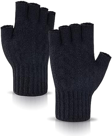 Kiiwah Guantes Sin Dedos Invierno de Punto, Guantes Medio Dedo para Hombres y Mujeres, Mitones con Interior De Forro Polar para Deportes, Fotografía, Conducción, Actividades en Exterior