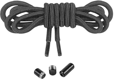 Mount Swiss – elastiska skosnören med metallkapslar utan bindning – 120 cm kan förkortas individuellt – med kapslar för sneakers, löparskor, sportskor, Mörkgrå