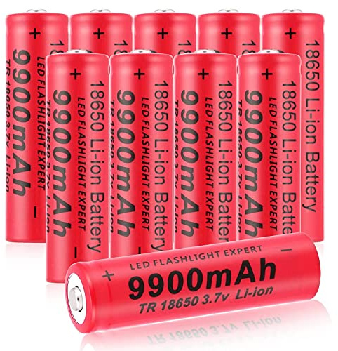 Pilas recargables de 3,7 V, batería de 9900 mAh, baterías de alta capacidad para lámpara frontal LED, mando a distancia, coche a distancia (10 unidades)
