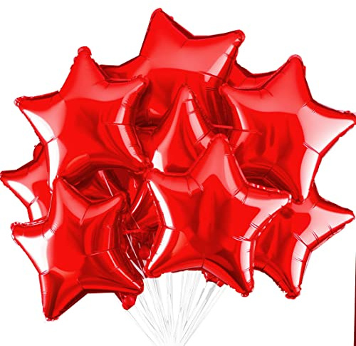 Stern Folienballons Rot 20 Stück，Sternluftballons Heliumballon ​Folienballon, Rot Deko Stern Luftballons, Silvester Party，Hochzeitsdeko, Geburtstagsdeko oder Valentinstag