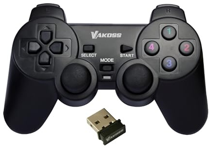 VAKOSS GP-4705BK Gamepad Inalámbrico, Mando de Juegos Universal para PC, PS3, Color Negro