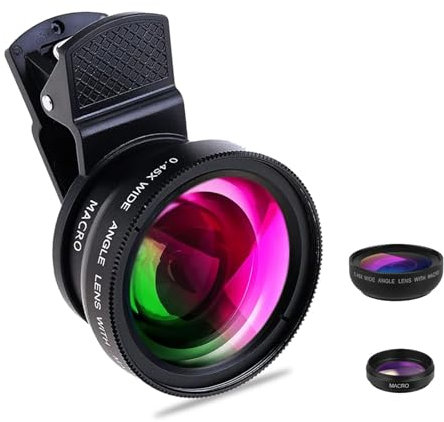 phone camera lens kit, Super Wide Angle & Macro Phone Camera Lens 2 in 1 Clip on Lens Set for iphone camera lens for Samsung Google macro lens for iphone Android