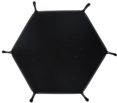 Wisafory Würfelbretter Leder Samt Würfelteller Sechseck Würfel Tablett Würfelablage Würfelhalter Faltbares Würfelbretter Aufbewahrungsbox für D&D, RPG, Brettspiel, Tischplatt Schwarz