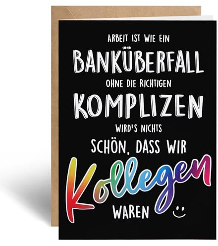 BETESSIN Abschiedsgeschenk Kollegen - Lustige Abschiedskarte Kollegen Jobwechsel - Faltkarte mit Umschlag - Geschenke für Kollegen zum Abschied und Jobwechsel