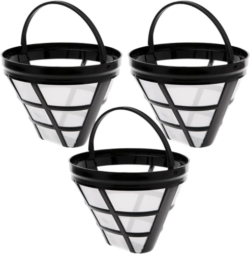 3x Filtro per Caffè Riutilizzabile Misura 4, Filtro Permanente per Caffè Taglia 4, Filtri da Caffe a Cono Formato 4, Gocciolatore Caffe Senza Carta con Maniglia per 8-12 Tazze