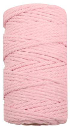 Pmnzdy 100M Makramee Garn 6mm Makramee Kordel Baumwollgarn Baumwollkordel Farbiges Baumwollseil Handwerk Strickseil Natürliche Baumwoll-Schnur für Stricken Makramee Weben Deko DIY Handwerk Rosa
