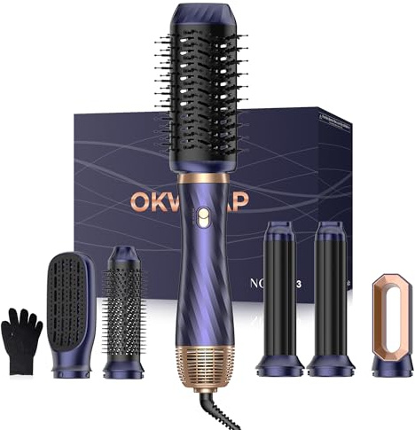 Haarstyler Hair Styler Set Air Styler set 6 In 1 Mit Rundbürstenföhn Warmluftbürste Thermal Brush Airflow Lockenstab Automatisch, Volumen Föhnbür