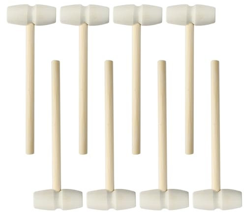 Fsttre Mini Wooden Hammer Set, Wooden Crab Hammer Small Mallets Tool Mini Mallet Mashing Wood Toy for DIY Crafts Cooking Seafood Cracking and Educational Play for Boys Girls Kids (8-Pieces)