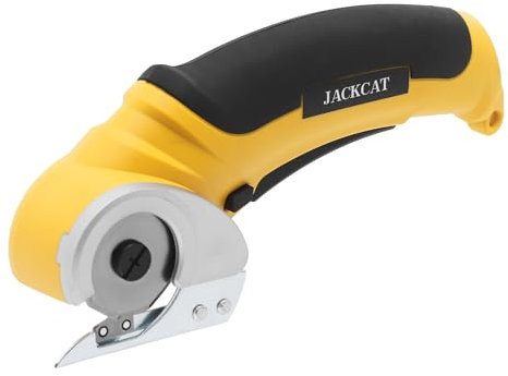 240RPM Elektrischer Kabellose Stoffschneider mit Wolframstahlklingen, Akku-Universalschneider Mini Cutter Rotationsschneider, Tragbarer Rundschere für Pappe, Teppich, Leder, Filz (Dicke ≤ 6mm)