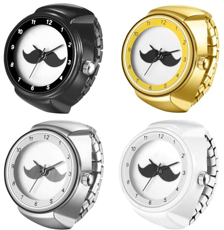 JewelryWe Damen Ringuhr Fingeruhr Analog Blumen Quarzuhr Elastisch Ring Band Uhr Uhrenring Geschenk für Mädchen Silber Gold