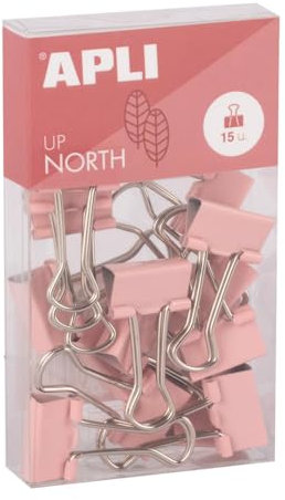 APLI 19984 - Pinces à Clips en Acier Trempé 19 mm - Pack de 15 en Couleur Rose - Style Moderne - Accessoires de Bureau Upnorth