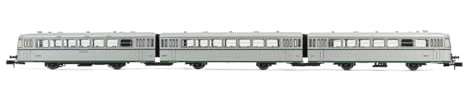 Arnold HN2352 RENFE, 3-Einheiten-Diesel-Triebwagen 591.300, Silber-Lackierung ohne UIC-Markierungen, epIII Diesellokomotive