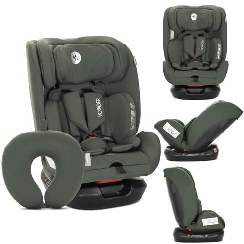 Lorelli Mitwachsender Kindersitz [Ohne Isofix] i-Size 40-150cm, Baby Autositz Voyager, Gruppe 0+/1/2/3, Autokindersitz ab Geburt bis 12 Jahre, 0-36 kg, Auto Babysitz ab Geburt, 5-Punkt-Gurt, Grün