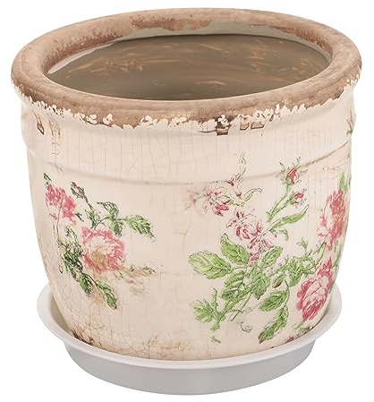 HAMPPLIES Maceta Cerámica Vintage Drenaje Decorativa para Suculentas y Flores Diseño Retro De Rosa para Interior y Exterior Pequeña para Jardinería y Decoración Nordic