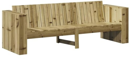 vidaXL Trädgårdsoffa Brun 185,5 x 60 x 62 cm Massiv furu, Trädgård och terrass, rustik utomhussoffa, tålig soffa, möbler i furu, beige estetisk recliner, patio