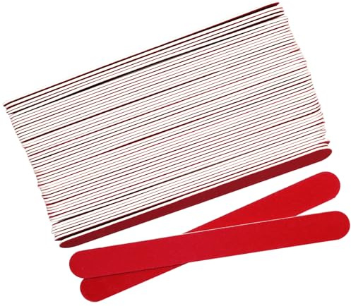 50Pcs Professional Nail Files, 100/180 Grit Double Sided Wooden Nail Files for Gel Natural and Acrylic Nails, Fingernail File Nails Buffing Block Pet Grooming Tools Manicure Tools （ Red