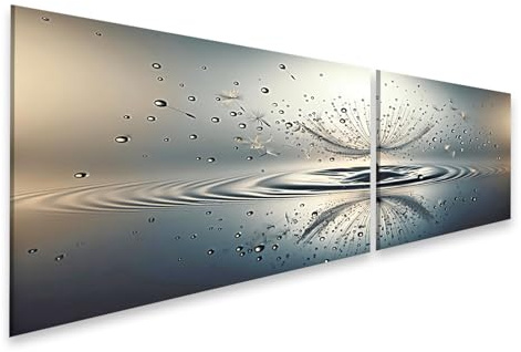 islandburner Bild auf Leinwand Pusteblume im Wasser mit Tropfen und Spiegelung Bilder Wandbilder Poster