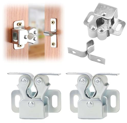 JUGUTA 3 Stück Möbelschnäpper Schranktür Doppel-Rollenschnäpper Für Schrank Ball Roller Catch Schrankverschlüss Schranktür Kleiderschrank Tür Latch Fang Türschnäpper Für Schränk Schranktüren