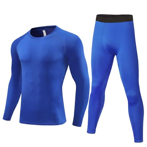 Valcatch Kids Boys Thermal Base Layer Set Football Skins Blue, 8-9 Years