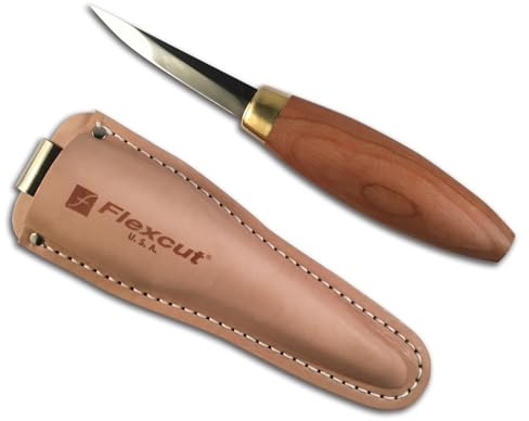 Flexcut Sloyd Messer KN50, 1095 Klinge aus Karbonstahl, 19,8 cm Gesamtlänge, 7 7/8 Zoll Klinge, Griff aus Kirsch-Hartholz, hergestellt in den USA