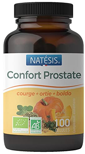 Natésis — Confort Prostate Bio — 100 Gélules — Troubles Urinaires Hommes — Complexe Efficace de Haute Qualité Extraits de Pépin de Courge, Racine d’Ortie et Feuille de Boldo