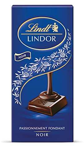 Lindt - Tablette LINDOR - Chocolat Noir - Cœur Fondant, 150g
