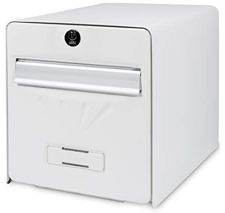 BURG-WÄCHTER Boîte aux Lettres Agréée La Poste, 2 Portes dont une Vitrée, 516 BL PV BALnéaire, Blanc, en Acier Galvanisé, Avec Porte à Ouverture Totale et Stop-Courrier (Porte bloquée à 120°)