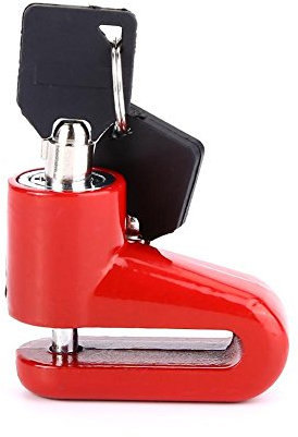 VGEBY Blocco Freno a Disco, Lucchetto Antifurto in Metallo con Telaio in Plastica e Chiavi per Moto, Veicoli Elettrici, Biciclette(Rosso)