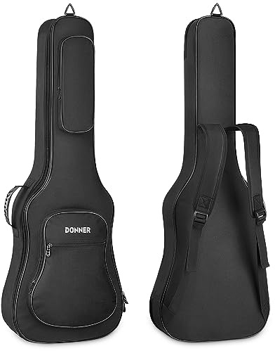 Donner 39 inch Electric Guitar Bag Gig Bag, 0.4 Inch Padded Sponge 600D Ripstop Waterproof Nylon Dustproof Soft Electric Guitar Case Adjustable Strap Black
