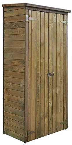 Festnight Capanno per Attrezzi da Giardino Esterno in Legno Massello di Pino FSC,Casetta 85x48x177cm