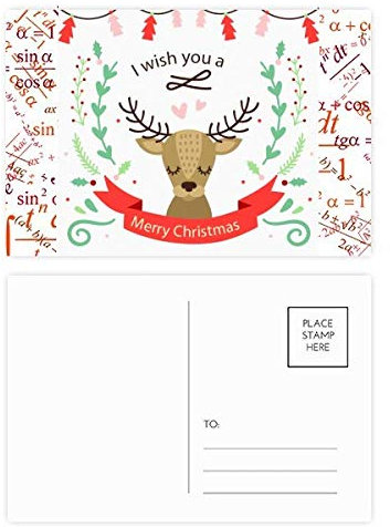Postkarten-Set mit weihnachtlichem Hirschmotiv, 20 Stück
