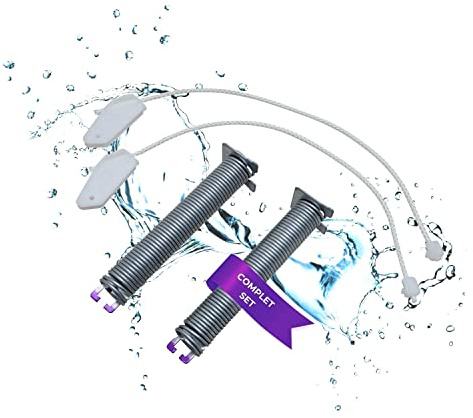 Lichtblau Ressorts pour charnière de porte 127mm x 19mm + câbles de 315mm I 12004032 code couleur gris kaki I Pièce détachée pour les lave-vaisselles Neff Constructa Siemens Balay Bosch