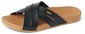REEF Femme Cushion Spring Bloom Tongues | Slides à lanières, sangles en cuir végétalien, soutien de la voûte plantaire, léger et durable