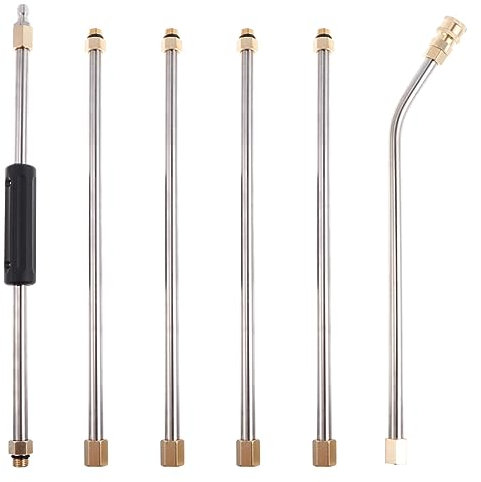 ULTECHNOVO 6Pcs Hochdruckreiniger Verlängerungsstab Set Edelstahl Ersatz Hochdruckreiniger Lanze Zubehör für Die Reinigung von Fenstern zu Hause