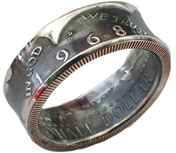 Münzring 1/2 Dollar USA Kennedy 1969 Silber 400er Größe 58 bis 72