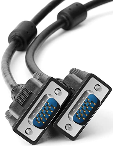 SAISN VGA to VGA Video Cable, VGA Monitor Cable Male to Male 15 Pin Full HD 1080P High Resolution Black Cord for TV, Compter, Projector, 3 Feet