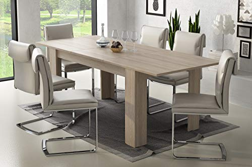 Dmora Tavolo per sala da pranzo estensibile, Consolle allungabile, Tavolo moderno con allunga, cm 140/200x88h75, colore Olmo chiaro
