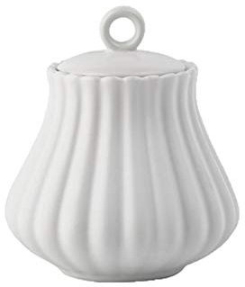 suppentassen Klassische keramische Mini-Creme Pitcher Milchkrüge Becher Sugar Bowl Kleinmilch-Cup-Kaffeetier-Kit mit Deckel 290ml / 9,8 Unzen Kürbis geriffelte Form bowle sets ( Color : White )