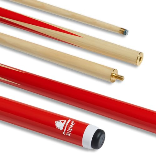 PowerGlide Billardqueue-Stock für Snooker, Pool oder Billard, 1 oder 2-teilig, 50/50, Pappelschaft mit lackiertem Schaft, 10 mm Spitze, erhältlich in Junior-Längen 91,4 cm, 106,7 cm, 121,9 cm, 132,1
