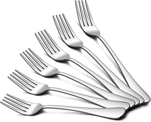 HaWare Dinner Forks Set of 6, Large Stainless Steel Table Forks for Home, Kitchen, Restaurant, Round Edge& Mirror Polished, Dishwasher Safe – 20cm