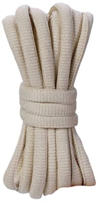 Danraw Stores [PAIR] Oval Round Shoe laces, 6mmx140cm, Soft Trainer Lace, Sneaker Lace, Polyester Knit, Sports, Casual, Hiking, Mountaineering, Walking, Running (Dark Cream)