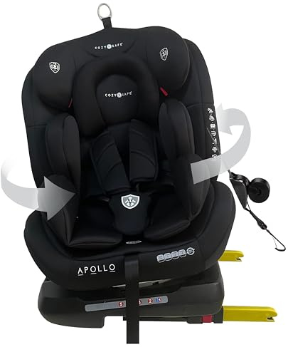 Cozy N Safe Apollo 360 Rotation Spin Toddler, Child Car Seat, Group 0+/1/2/3 (0-36kg, Birth to 12 Yrs), Rear & Forward Facing, ISOFix & Top Tether, 5 Recline Positions, Side Impact Protection (Black)